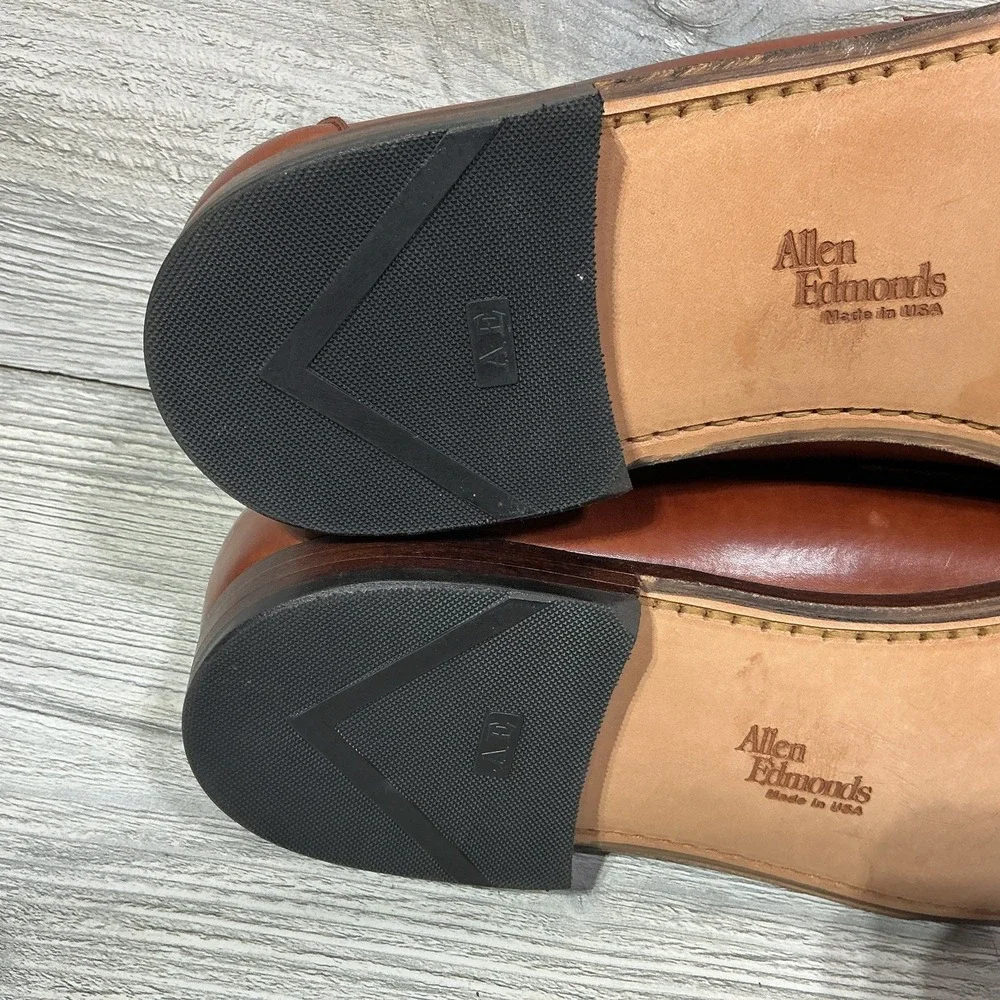 Allen Edmonds Maxfield Shoes Mens Size 11.5D Brown Leather Tassel Loafer Slip On